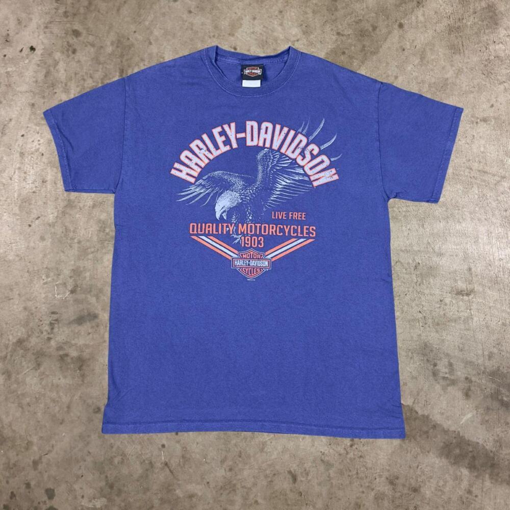 Harley Davidson Live Free 1903 Savannah T-Shirt Biker Motorcycle Blue Men Size M